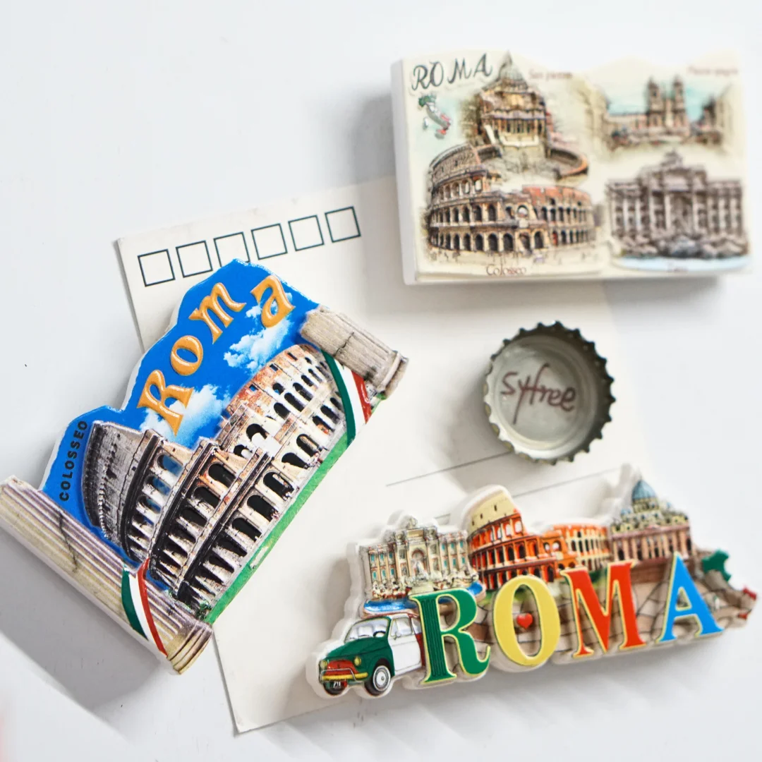 Magnete per frigorifero 3D con 4 attrazioni di Roma Italia