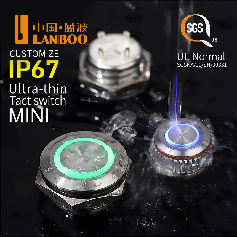 2.16€ |Bouton poussoir tactile ultra fin en métal, 12/16/19/22mm, bouton de réinitialisation momentané, étanche, 12/24/110/220V, lumière LED, à monter soi même | AliExpress