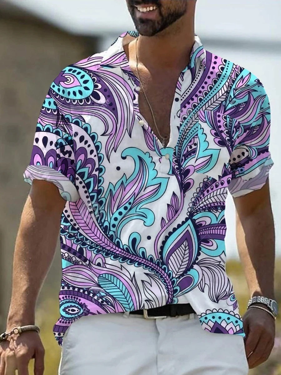

Men's Hawaiian Flower Art Casual Shirt