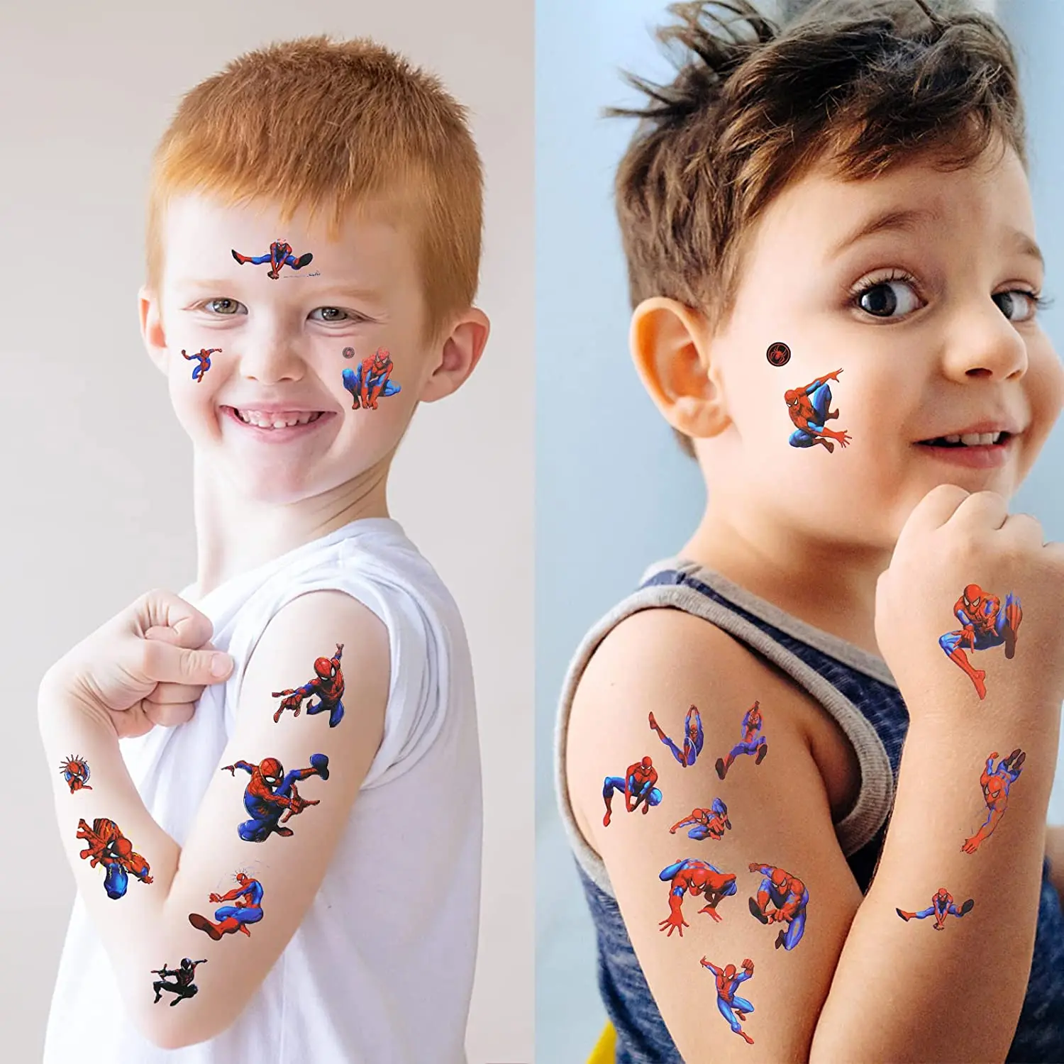 8 Fogli Spiderman Tatuaggi Temporanei Bambini, Tatuaggi per