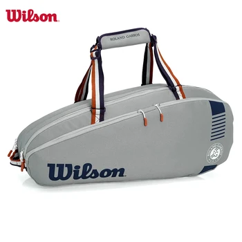 윌슨 프랑스 오픈 롤랑 가로스 팀 디자인 테니스 가방, 더플 라켓, 배낭 코트 테니스 라켓 가방, 회색 WR801910, 3-6 개