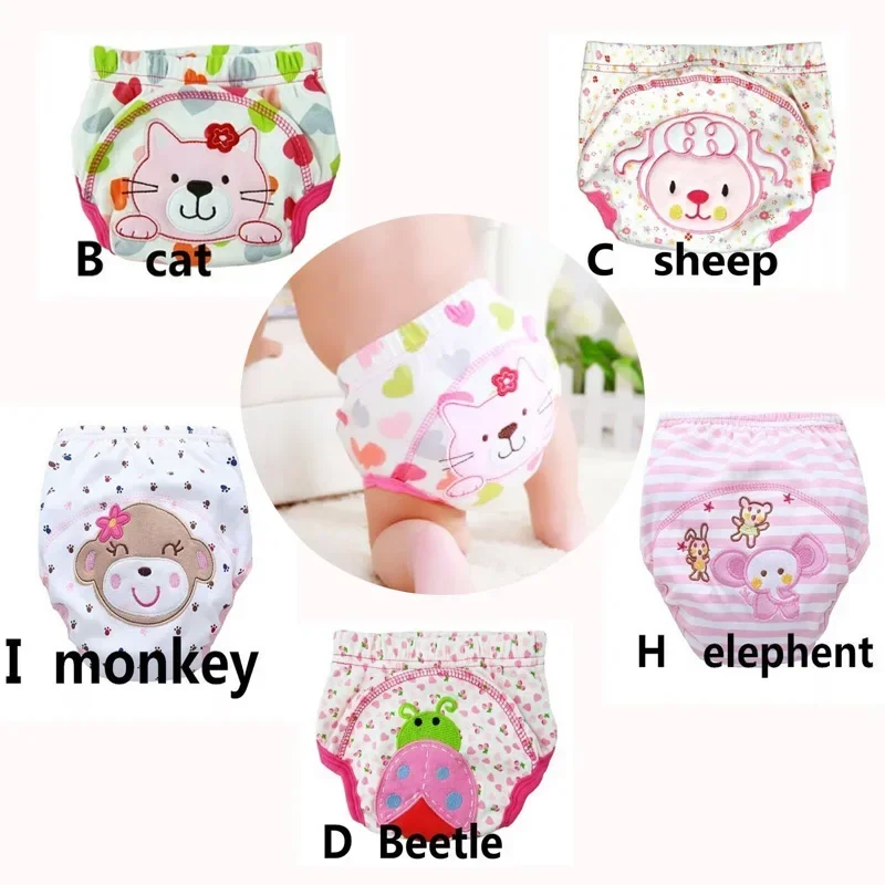 5Pcs Baby Training Pants Cotton Reusable Diapers Waterproof Cloth Nappies Washable Learning 10-14KG