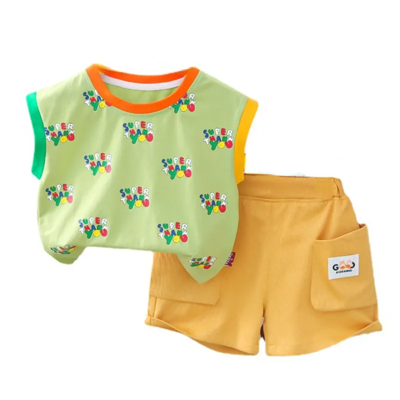 

New Summer Baby Girls Clothes Children Outfits Toddler Boys Casual Letter Vest Shorts 2Pcs/Sets Infant Costume Kids Tracksuits