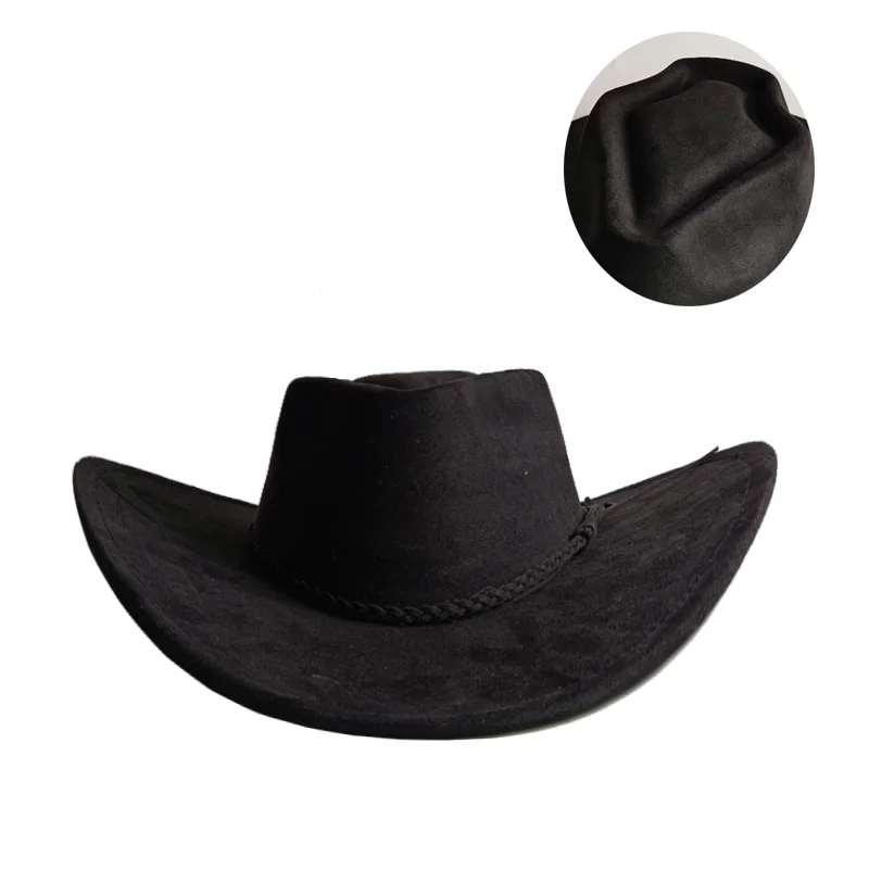 Orange LOVE Top Cowboyhut Wildlederhut Ethnischer Stil Western Cowboy Kunstleder Samt Jazzhut Herbst und Winter Roll-up-Krempe – Detail 23