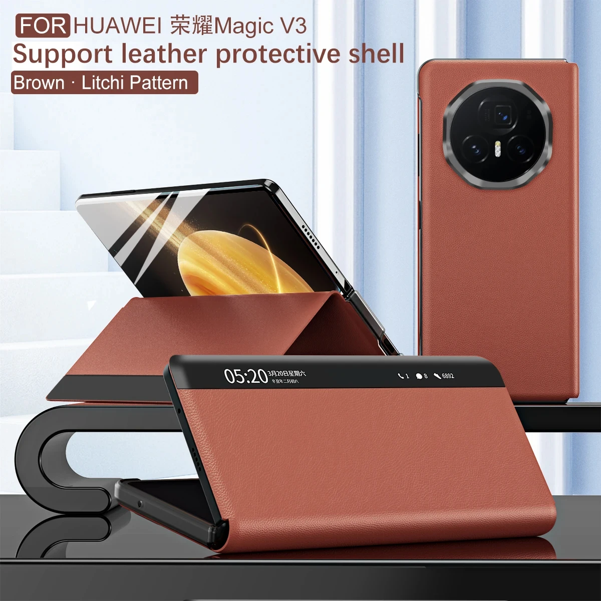 COQUE Custodia per Honor Magic V3,Custodia in pelle magnetica per smartphone ribaltabile sul lato destro,Cover per telefono in TPU antiurto per Honor Magic V3-verde