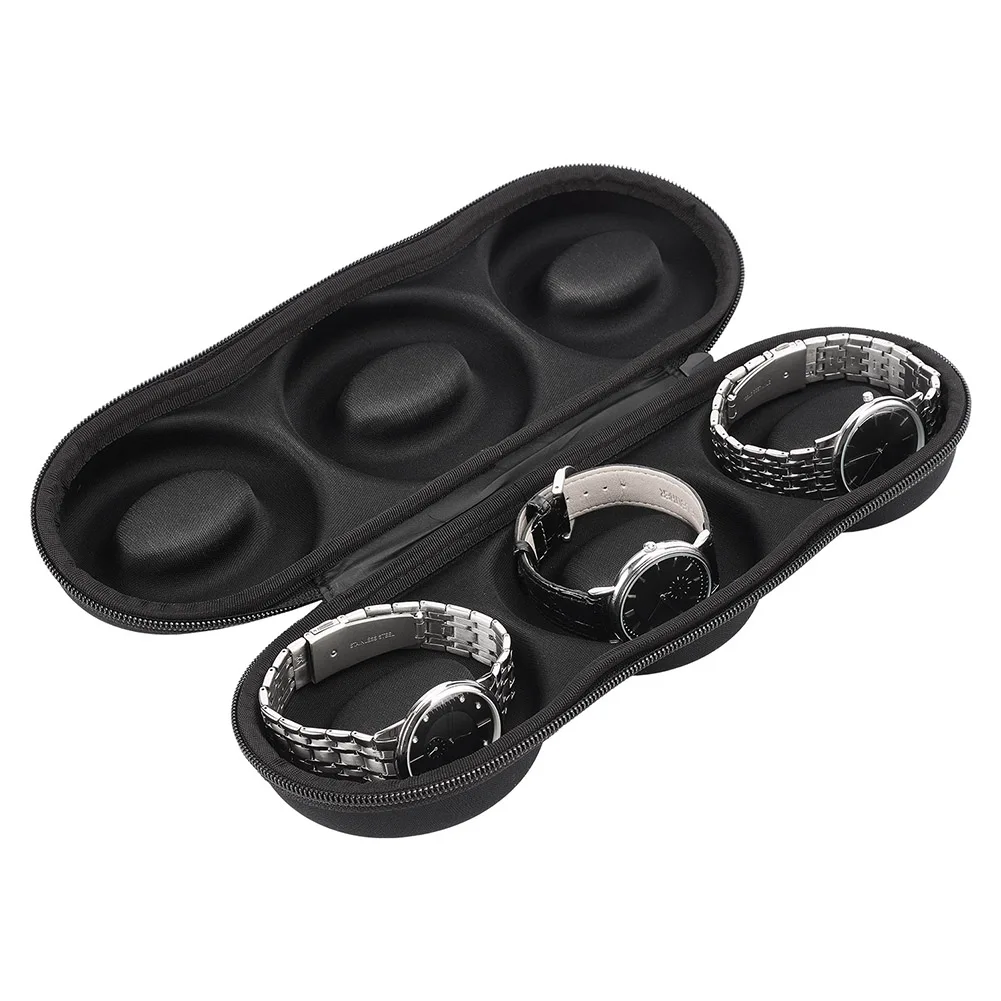 Round Watch Storage Bag With Zipper Watch Protection Box Double Dent Smart Travel Case Anti-Pressure Fits All Wristwatches