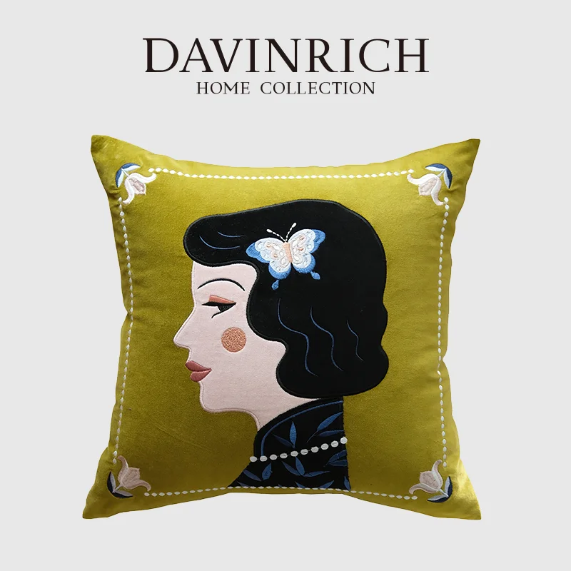 

Роскошные Ретро наволочки с вышивкой в виде головы DAVINRICH в Шанхае, винтажные уютные бархатные декоративные наволочки для подушки для спальни, дивана