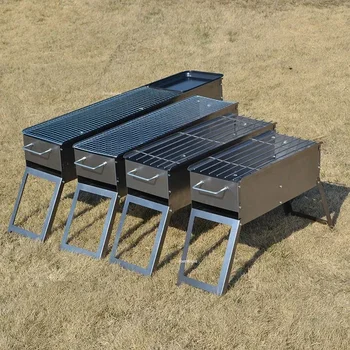 Griglie per barbecue in acciaio per la casa Fornello per barbecue portatile pieghevole Griglia per barbecue all'aperto addensata Forniture da campeggio per brasero da cortile moderno 1