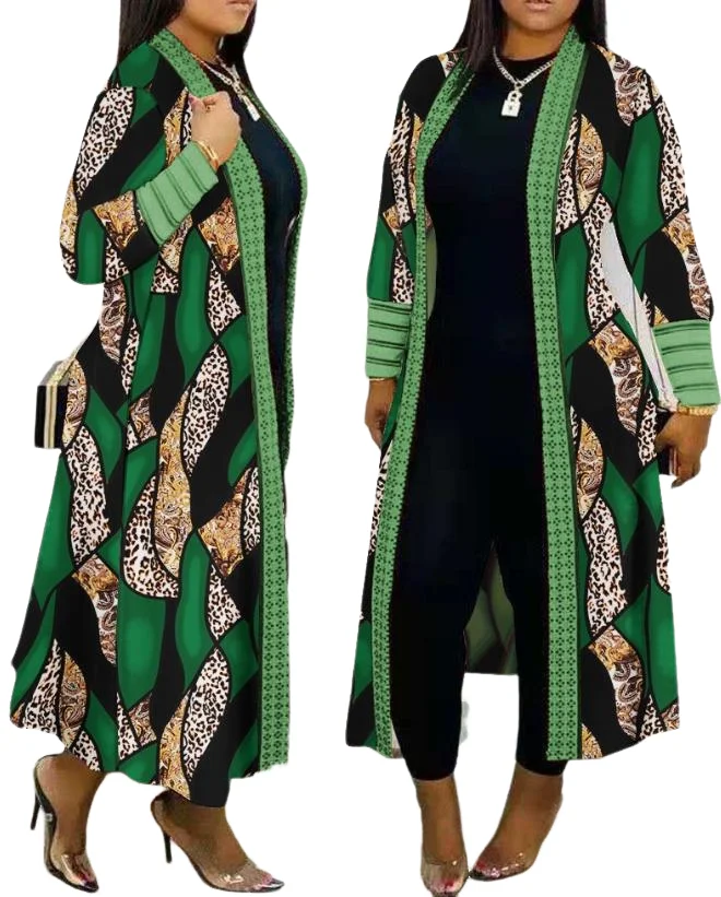 Cardigan for Women 2024 Leopard Print Open Front Longline Coat Autumn and Winter Casual Loose and Versatile Jacket Streetwear 2