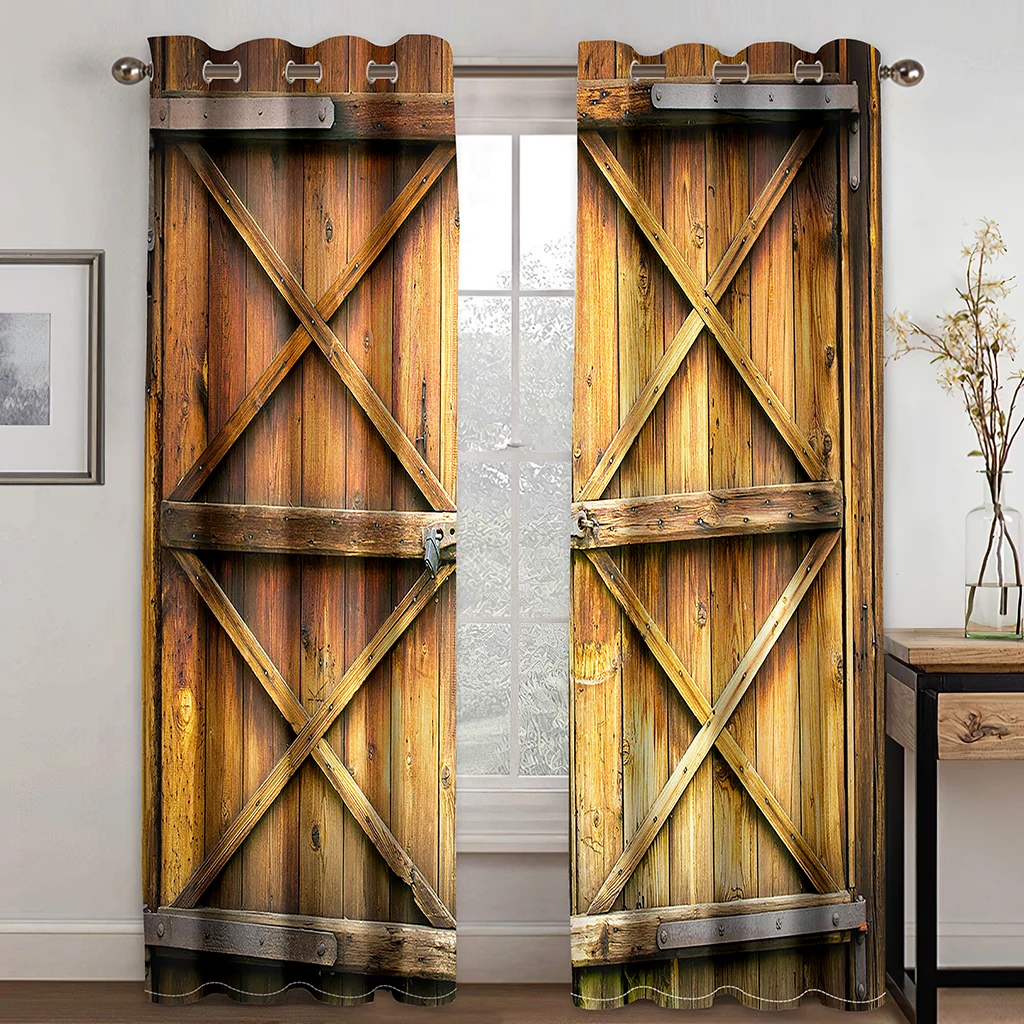 3D 사실적인 목재 문짝 돌 문짝 인쇄 커튼, 침실 거실 바닥부터 천장까지 창문 주방 블라인드, 코티나스 2 개  Best5