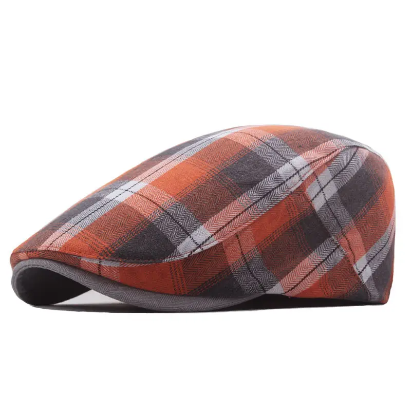 Four Seasons Cotton Striped Print Newsboy Caps Flat Peaked Cap Men and Women Painter Beret Hats 117