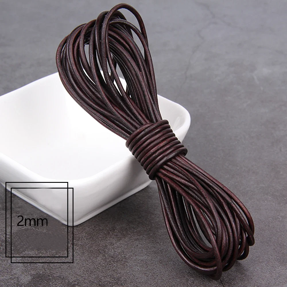 Leather Cord 5 Yards Retro Genuine COW Leather for Necklace Bracelets DIY Jewelry