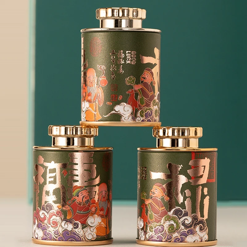Mini Empty Tea Tin Can Household Green Black Tea Sealed Jar Portable Travel Small Packaging Box Paper Storage Can tea tin box tea canister airtight container