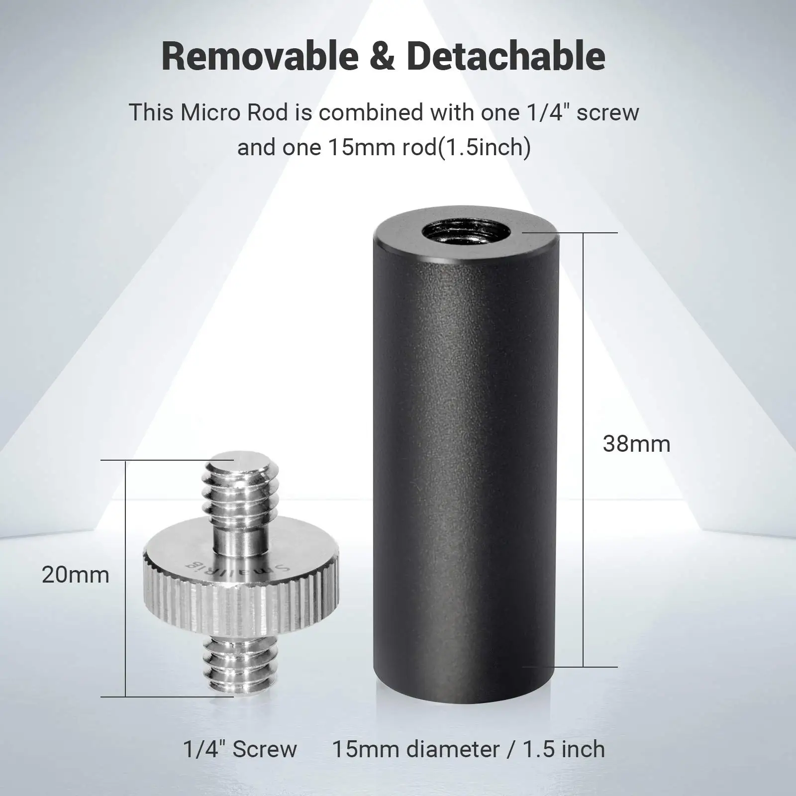 Standard Micro 15mm Rod 1.5 Inches Long with 1/4" Male Female Thread for Clamp M