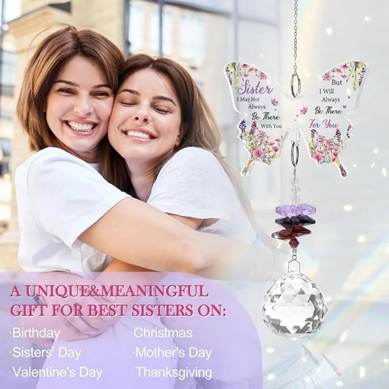 Mom Sister Birthday Gift, Gifts for Sisters Crystal Suncatcher, Mother's Day Birthday Christmas Gift Butterfly Sun Catchers