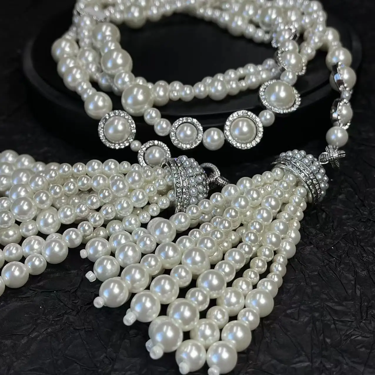 Middle French style small fragrant pearl tassel necklace waist chain