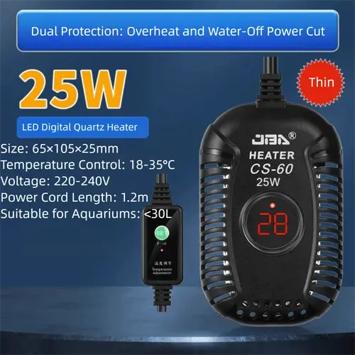 Quartz Glass Aquarium Submersible Heater Ultra Short Low Water Level Fish Tank Heating Rod 25w-150w Adjustable - Image 7