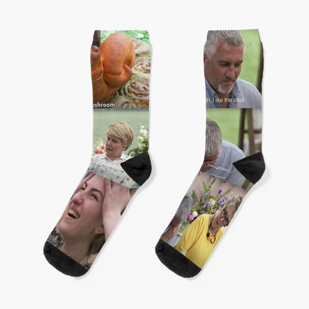 

Funny Snail bread conversation from the great British baking show Socks cotton essential designer Boy Socks Women's