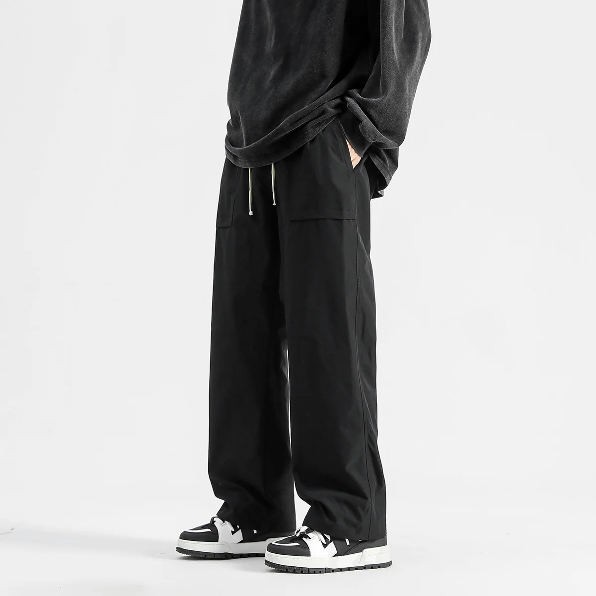 Harem Jogger Pants Men Streetwear Cargo Pants Hip Hop Ribbons Casual Ankle-length Trousers