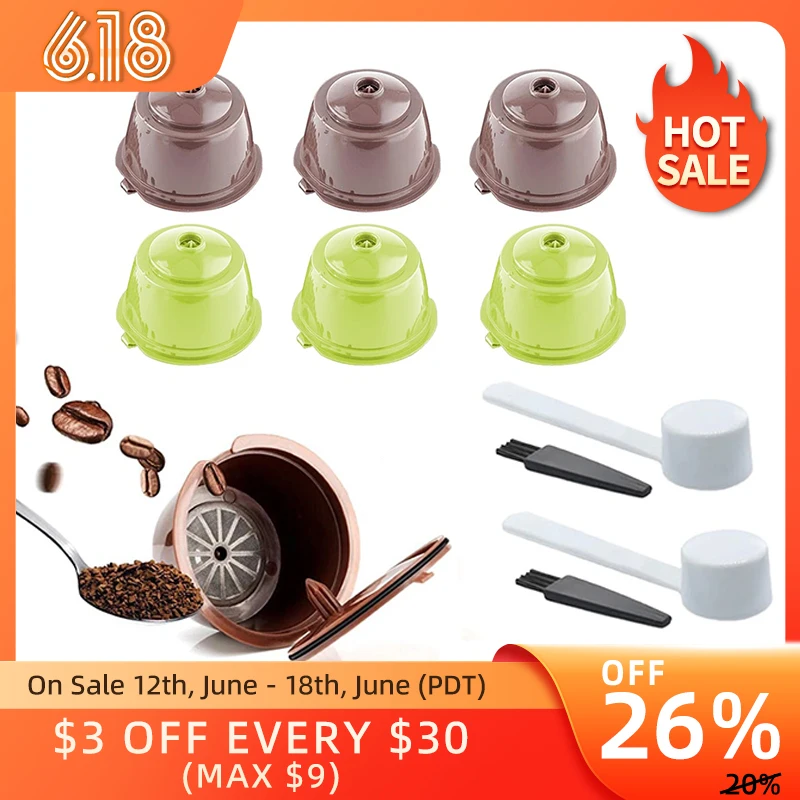 Reusable Coffee Capsules Filter Cup Dolce Gusto Refillable Spoon Brush