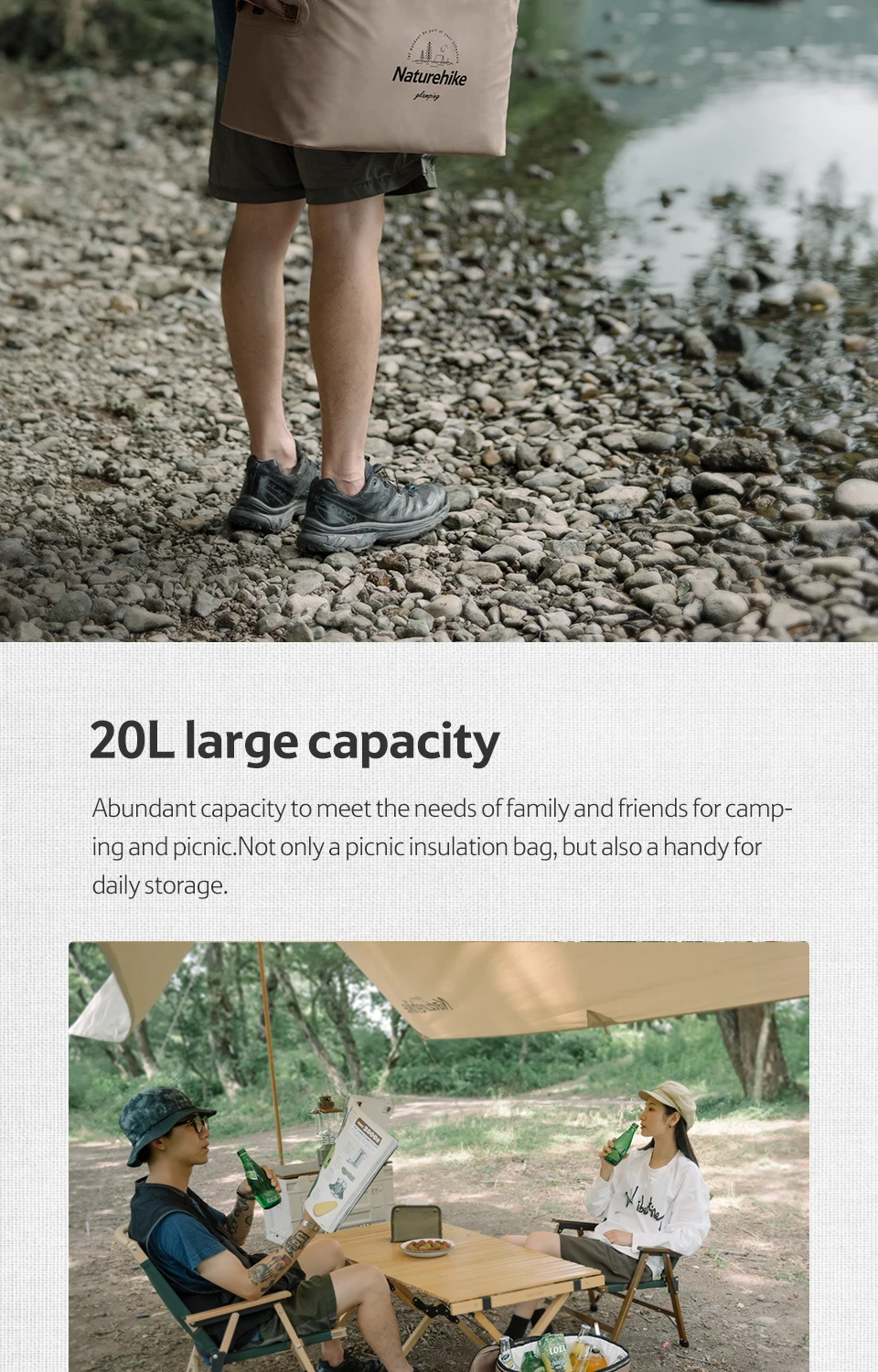 Description Picture 5 of itemNaturehike 12/20L Camping Picnic Cooler Bag Portable Outdoor Travel Insulation Lunch Cooling Bag Storage Bag