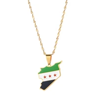 Stainless Steel Trendy Syria Map Flag Pendant Necklaces Syrians Map Women Necklace 1