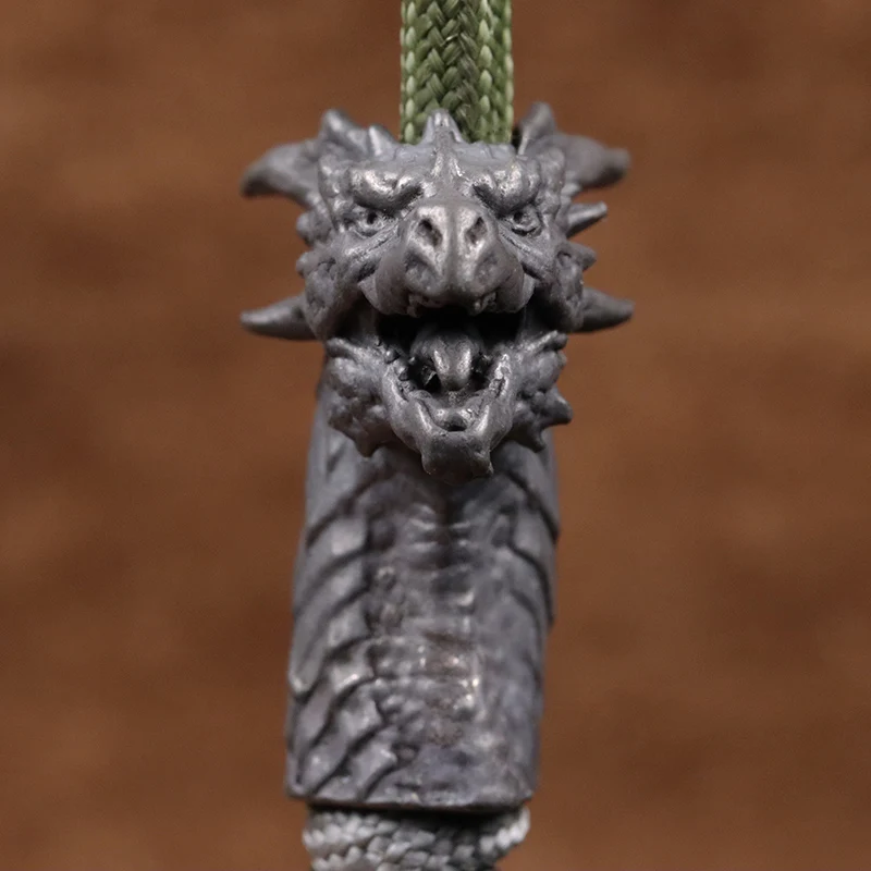 Mythical Beast Dragon Head Brass Knife Bead EDC DIY Paracord Pendant Jewelry Accessories Umbrella Rope Keychain Lanyard Hangings