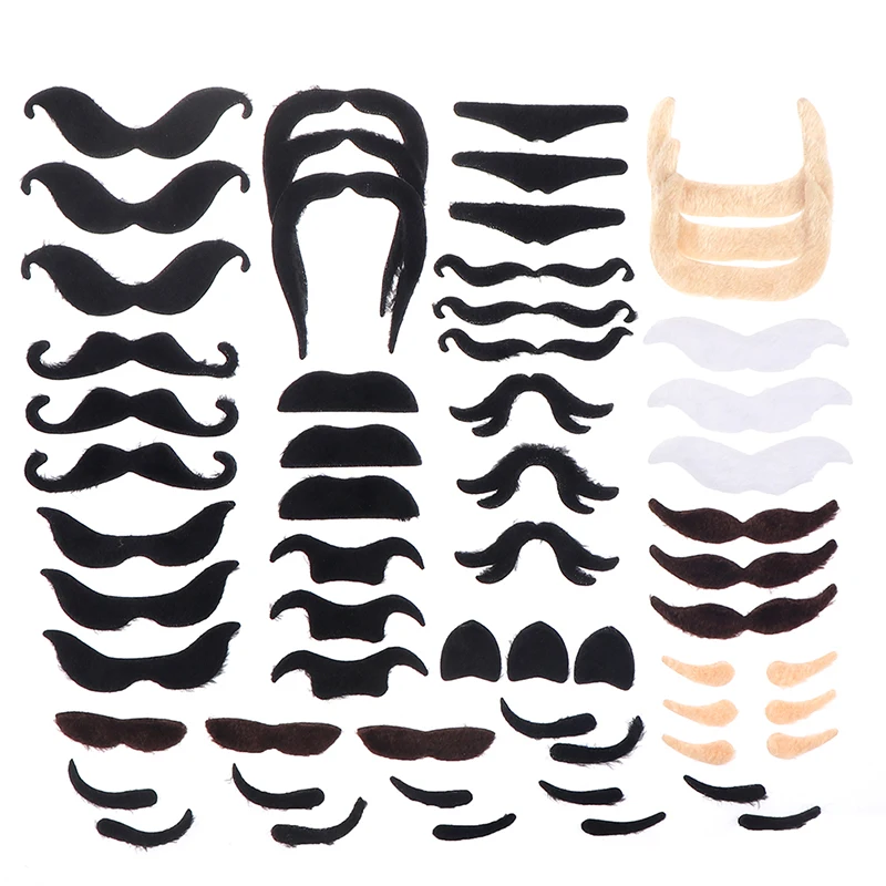 Creative Funny Costume Mustache Pirate Party Halloween Cosplay Fake Mustach Beard Whisker Kid Adult Novelty Supplies 48pcs fake mustache