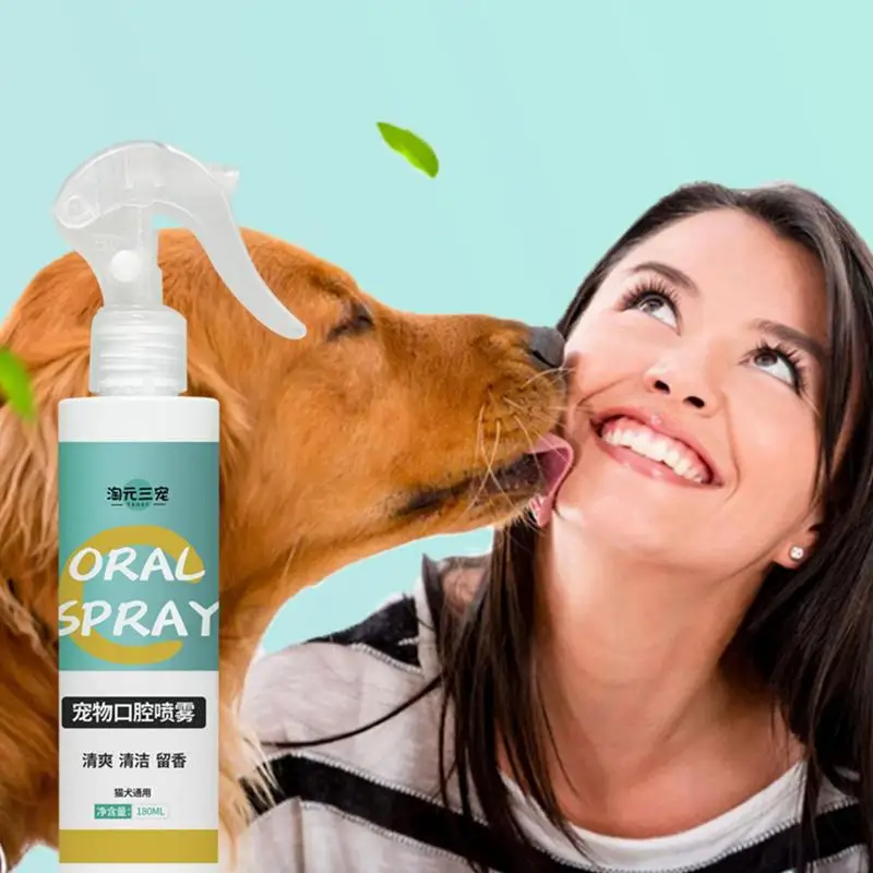 Ambientador de aliento efectivo para perros, Spray de Limpieza de dientes para perros, Spray de boca para eliminar el olor, Spray bucal para mascotas, 180ml