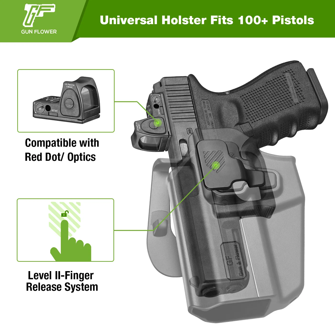 Universal Holster and Autolocking Pistol Holster Case Carry Polymer Left-hand Holsters With Quick Draw Release pistol holster gun holster