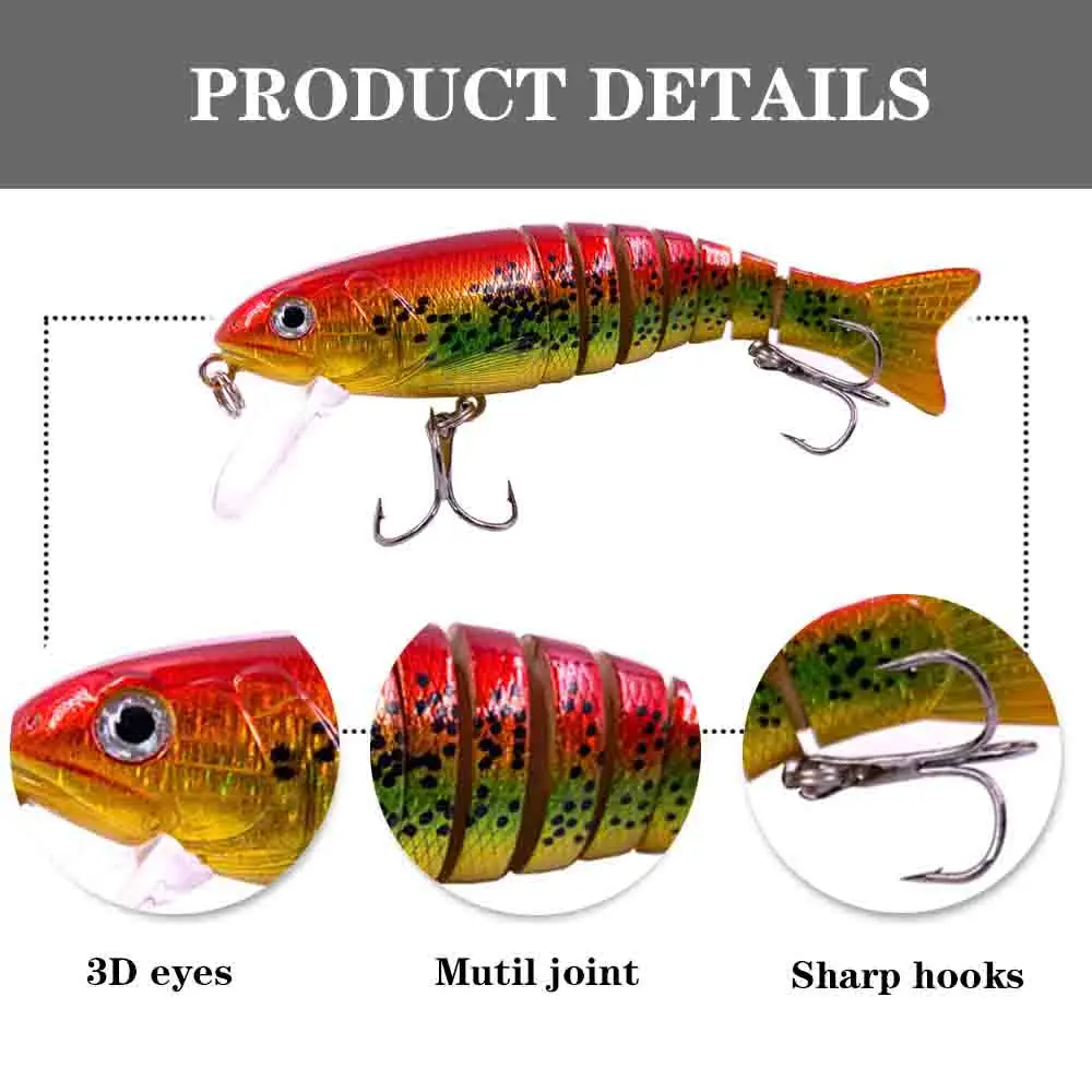 4.33Inch 17.3G Artificial WobbleTackle Hard Plastic Sinking Swimbait  Fishing Lure for Bass Pike Perch Bluegill