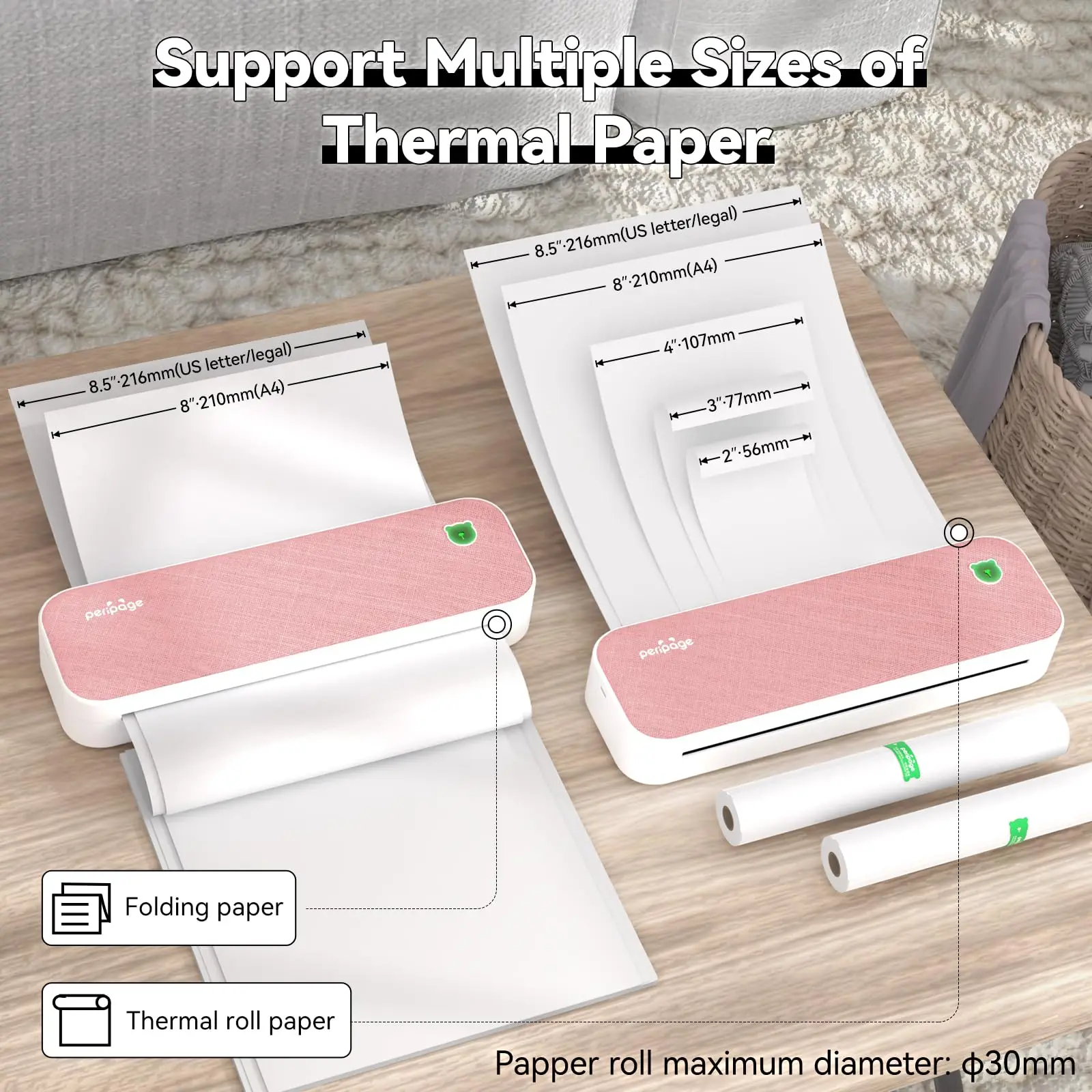 Peripage A40 203dpi 304dpi Portable A4 Mini Printer Inkless Thermal Paper Wireless Bluetooth Phone Photo Size A4 Machine Maker