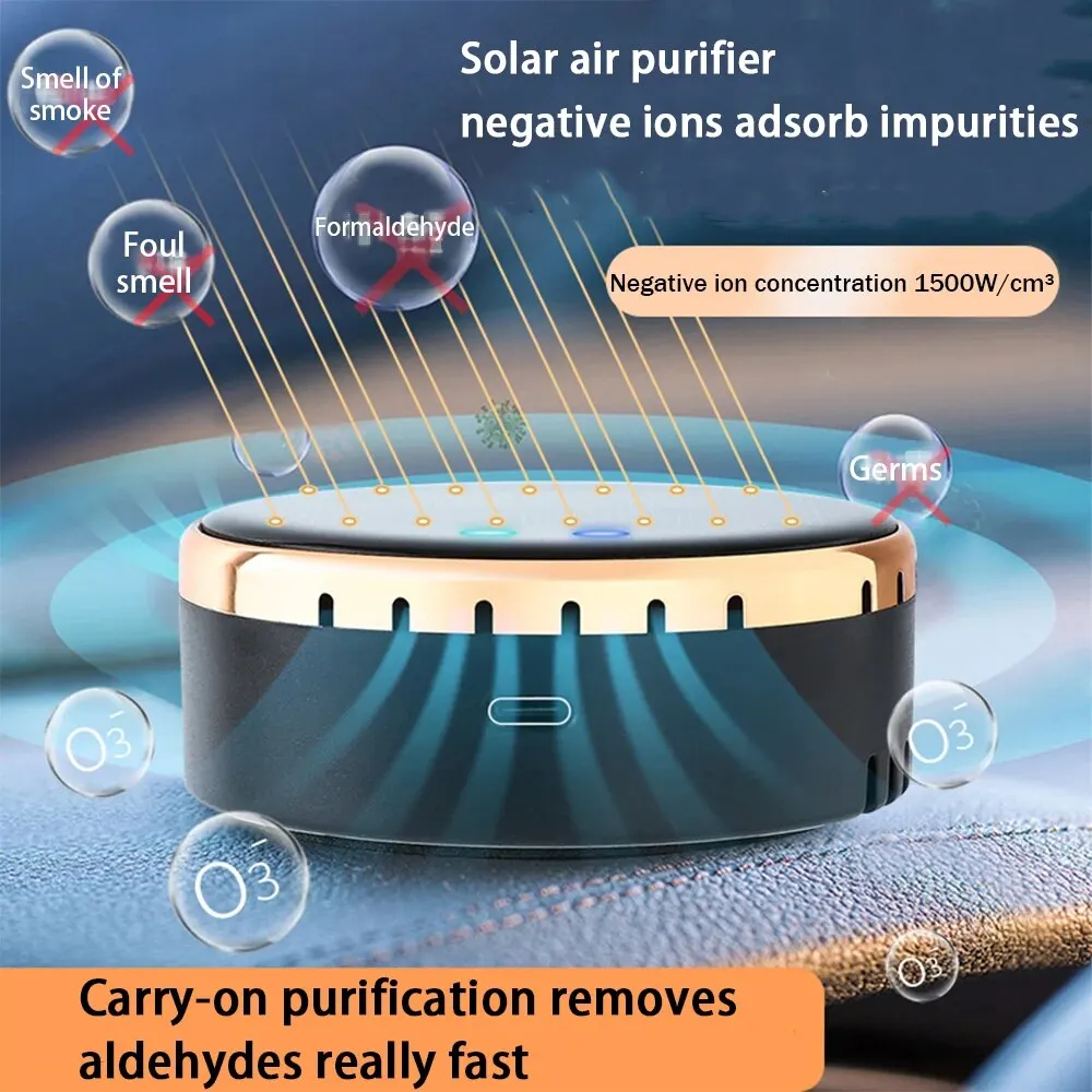 HD-2305 Car Air Purifier Solar-Powered Vehicle Air Purifier Car Oxygen Bar with Ozone and Negative Ion Odor Elimination air purifier