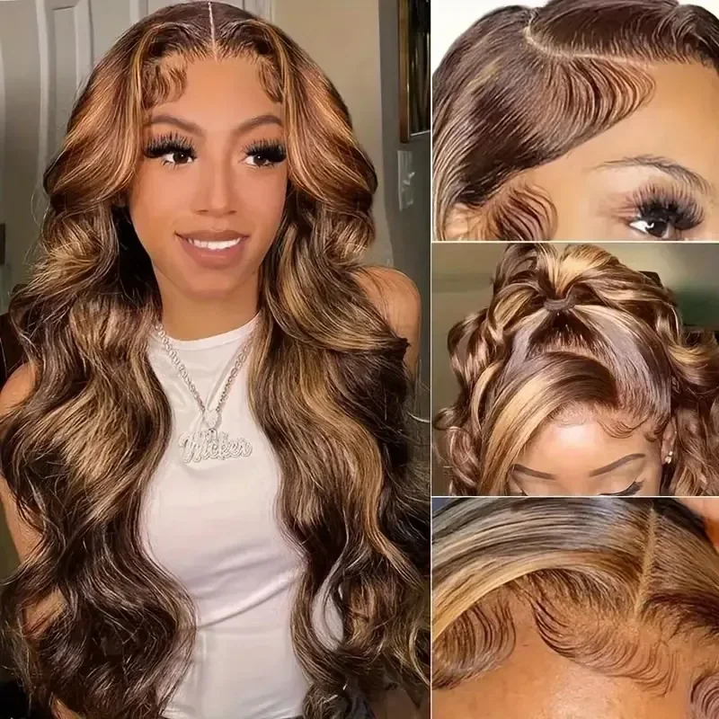 Body Wave P427 Honey Blonde Highlight Wig Human Hair 13x4 Lace Front Human Hair Wigs Lace Frontal Wig For Black Women Wigs