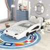 4-in-1car Bed for Child,Twin Size Race Car-Shaped Platform Beds with Wheels,Bed for Boys,Girls Beds Children's Beds White/Black 1