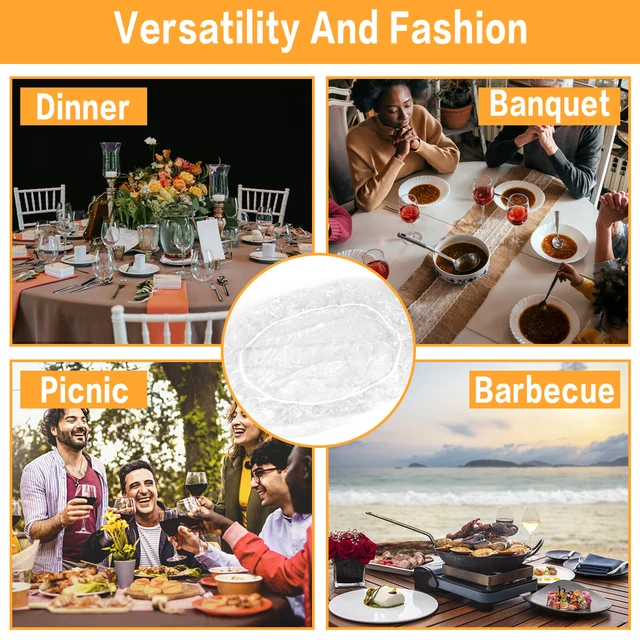 Nappe ronde élastique transparente en PVC, imperméable, résistante à l'huile, housse de protection pour Table à manger, 3 tailles 6