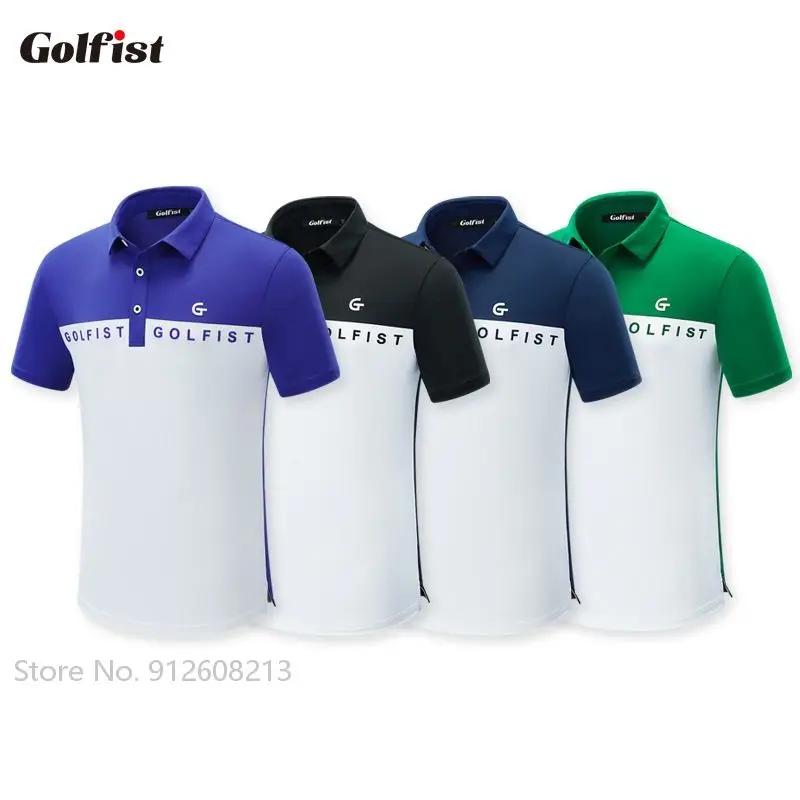 

Golfist Summer Men Jersey Short Sleeve Golf Polo Shirt Dry Fit Anti-sweat T-shirt Patchwork Breathable Tee Male Golf Cloth S-3XL