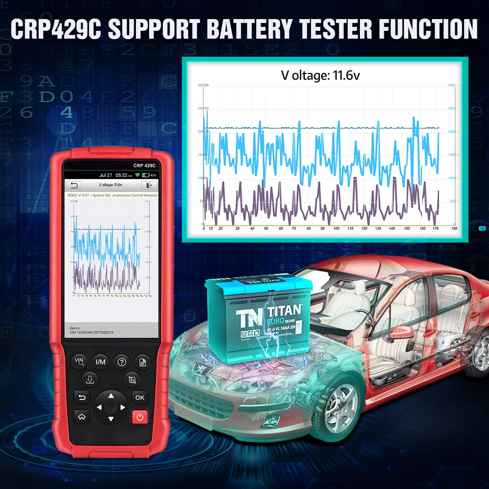 automotive battery charger LAUNCH X431 CRP429C OBD2 Scanner Auto TPMS OIL DPF Reset Car ENG ABS SRS AT System Diagnostic Tools Brake Fluid Tester as Gift cheap car inspection equipment