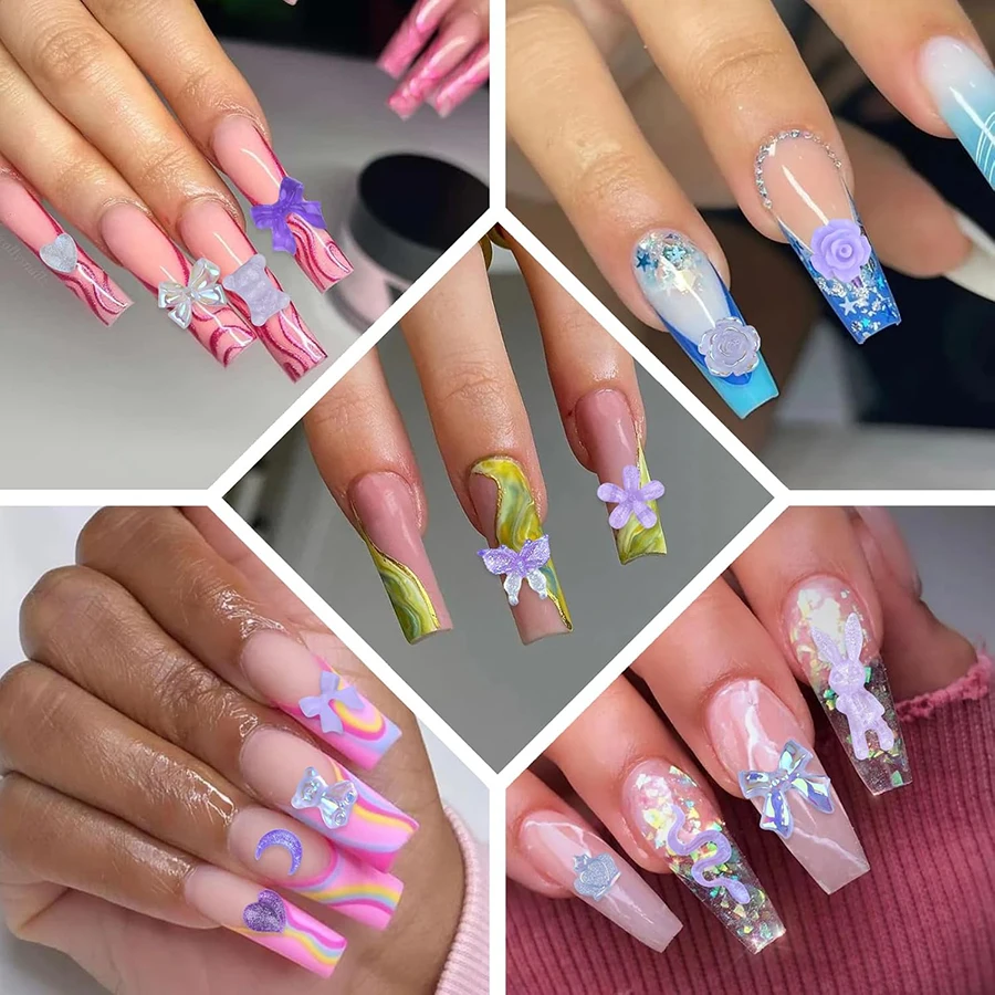 50 Stück Leuchtende Gemischte Harz-Rosenblüten Nagelkunst-Charms Bären- und Hasenperlen DIY für Maniküre Handy-Dekoration Bastelbedarf – Detail 7