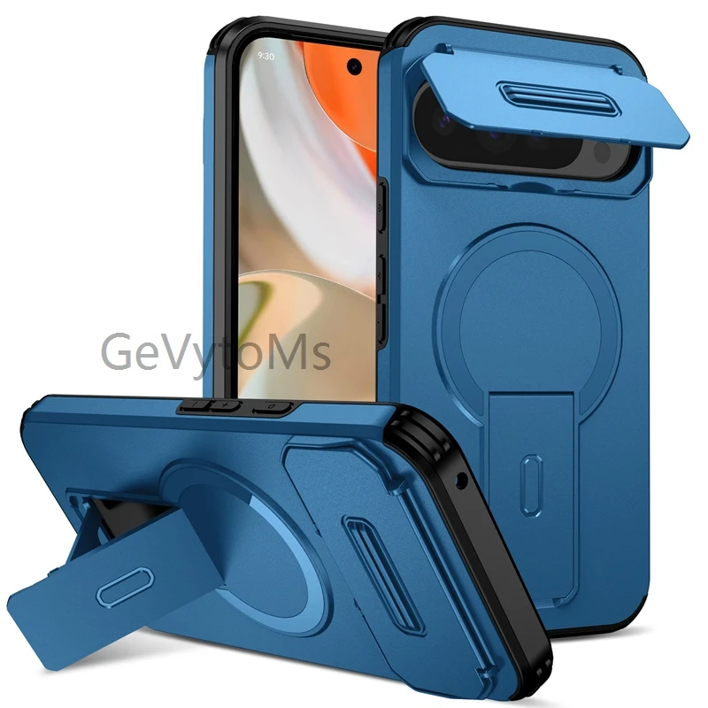 Rugged Military-Grade Kickstand Case with Lens Cover & Magnetic Car Holder