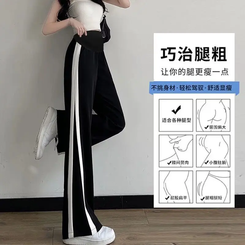 Summer Maternity Pants Wide Leg Pants Spring Autumn Casual Sports Pants Autumn Black Bottomed Maternity Pants