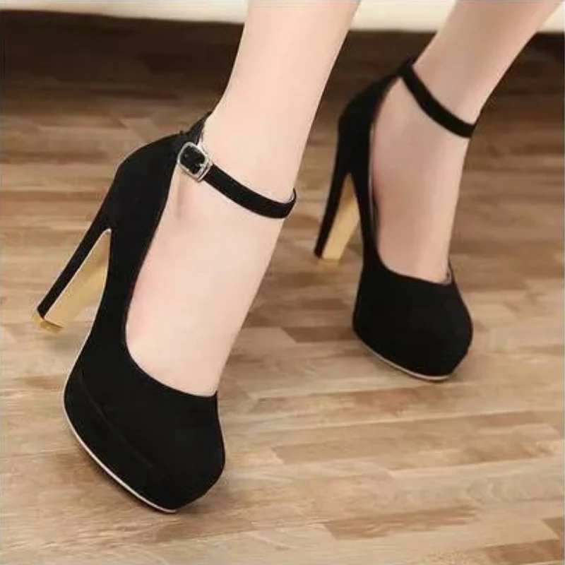 Trendy High Heel Single Shoes 2024 Autumn New Collection Simple and Sexy Buckle Solid Color Temperament High Heel Women's Shoes 5