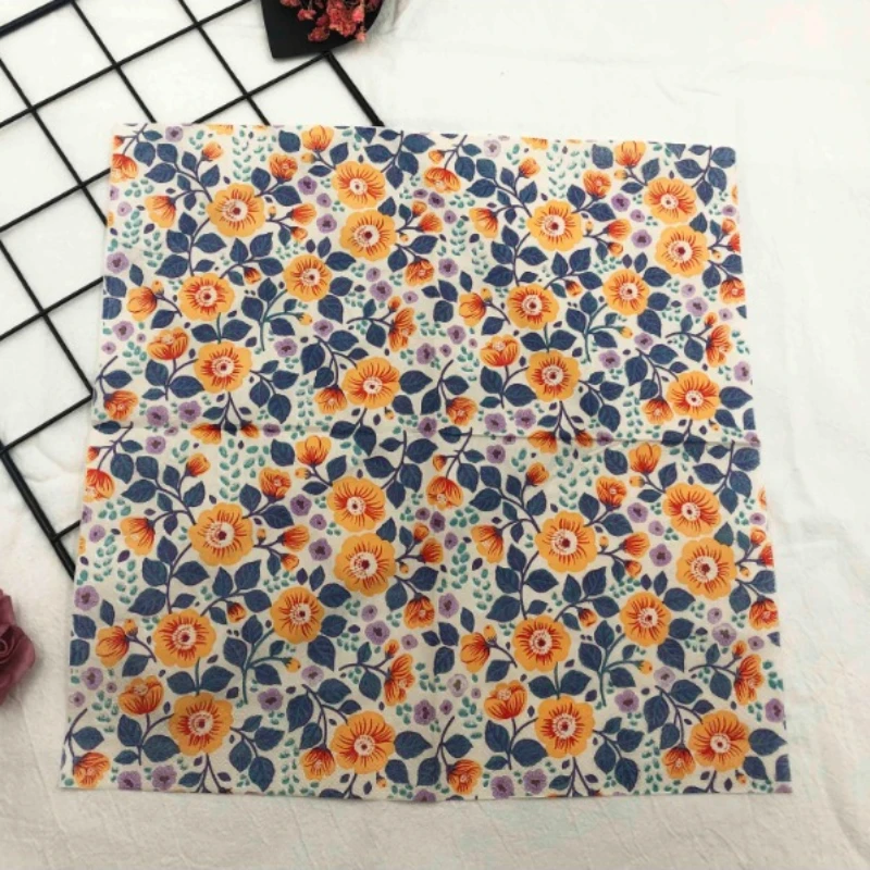 Colorful Printed Napkins Orange Flower 2-Ply Facial Tissue Paper Wedding Wine Glass Decoration Table Setting Paper 20pcs/pa 33cm