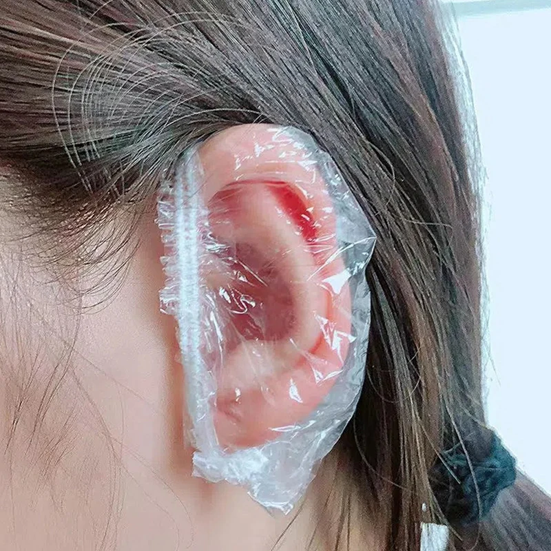 100pcs Hair Dyeing Ear Cover Disposable Waterproof Ear Protector Salon Bath Shower Shield Earmuffs Barber Hairdressing Accessory 5