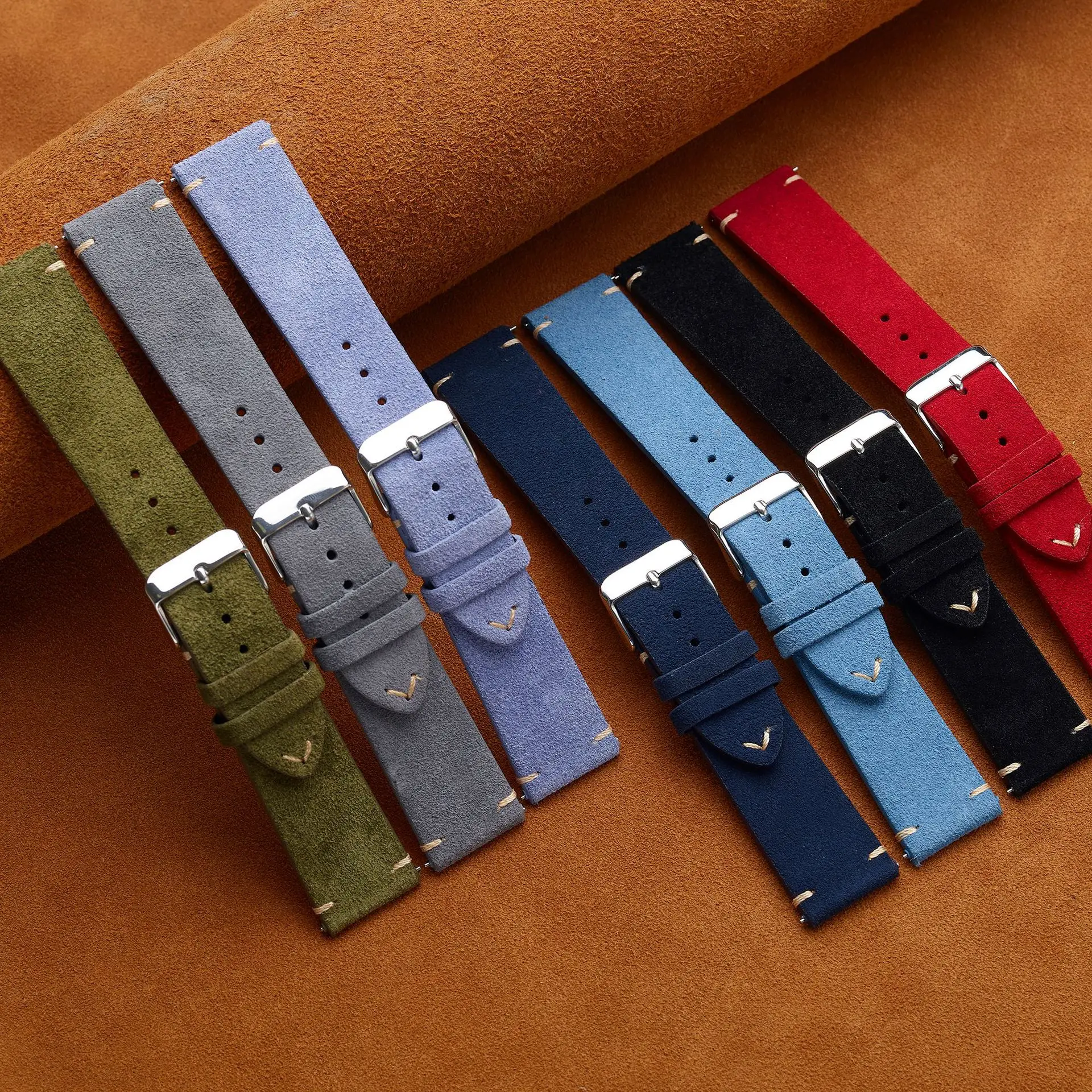 Vintage Handmade Suede Leather Quick Release Watch Strap