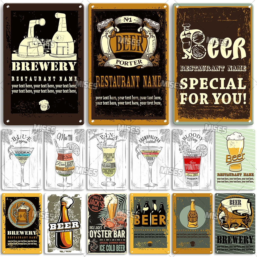 

MISES Beer Wall Decorative Poster Metal Vintage Plate Metal Sign Cafe Man Cave Metal Tin Sign Wall Metal Plaque Industrial Decor