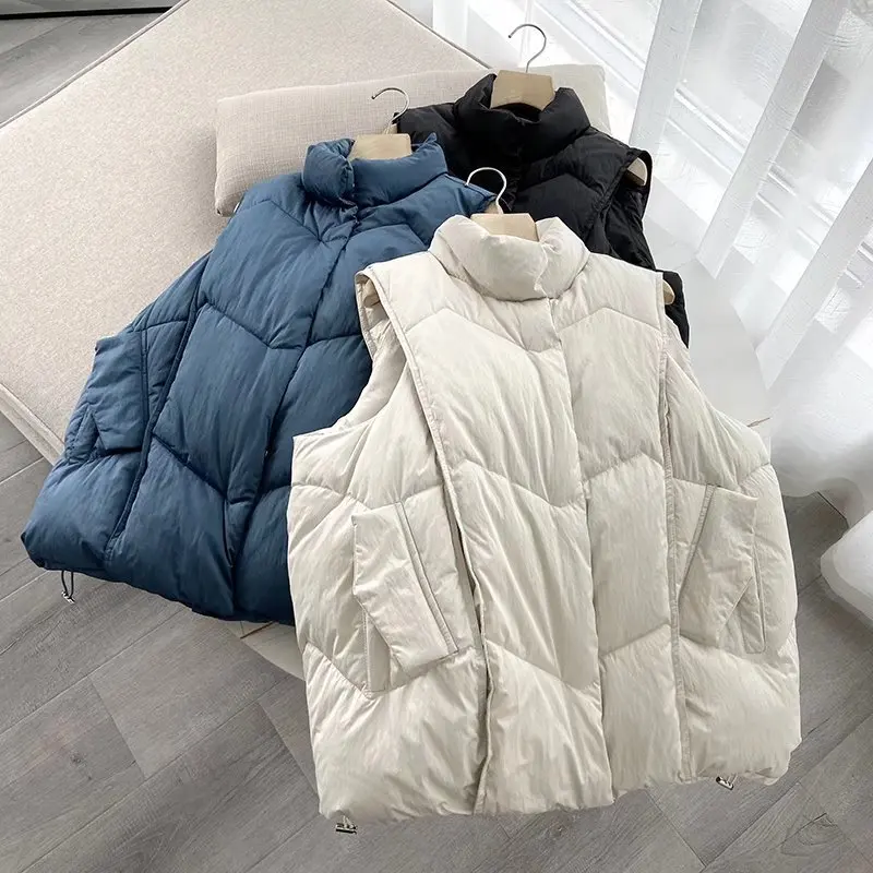 

Winter Korea Stylish Women's Jackets and Coats Solid Color Sleeveless Vest Casual Elegant Thick Warm Female Outwear C5564