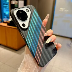 Luxury Carbon Fiber Kevlar Pattern Magnetic Phone Case with Magsafe - Compatible Plastic Cover for Huawei pura 90 pro max (Three Color)