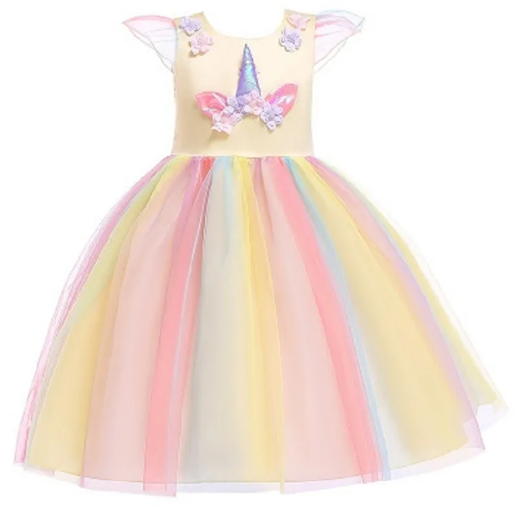 

Rainbow Mesh Unicorn Dress Flower Girl Dress