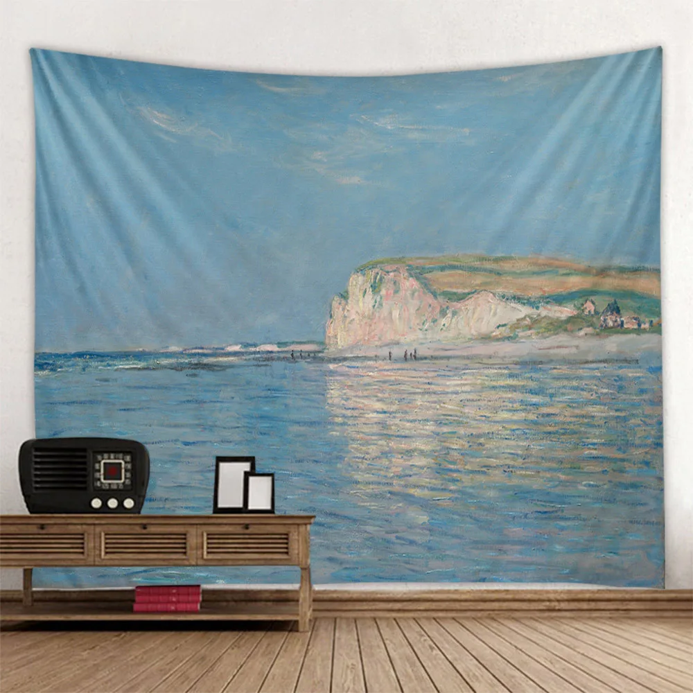 Description Picture 2 of itemFrench Monet oil painting tapestry home landscape painting art wall hanging room decoration yoga mat sofa blanket bed sheet